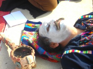 Mario Ávila lying in front of US District Court, Riverside, CA
